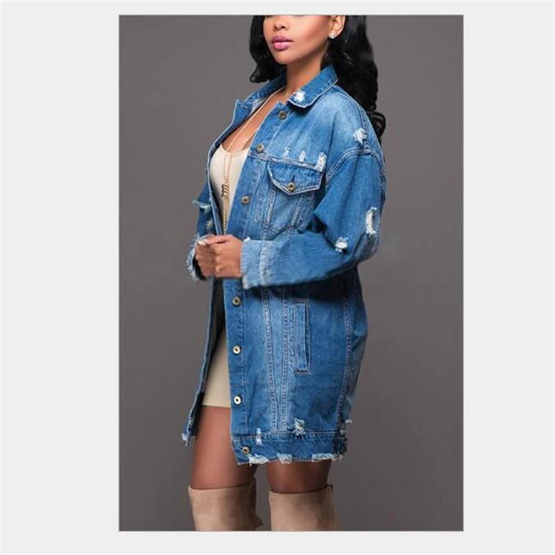 Most effective New Denim Jackets Women Hole Boyfriend Style Jean Jacket Denim Loose Spring Autumn Denim Jeans Coat