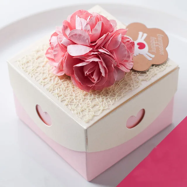 2015bestselling pink princess style wedding favor boxes diy paper paper flower gift box