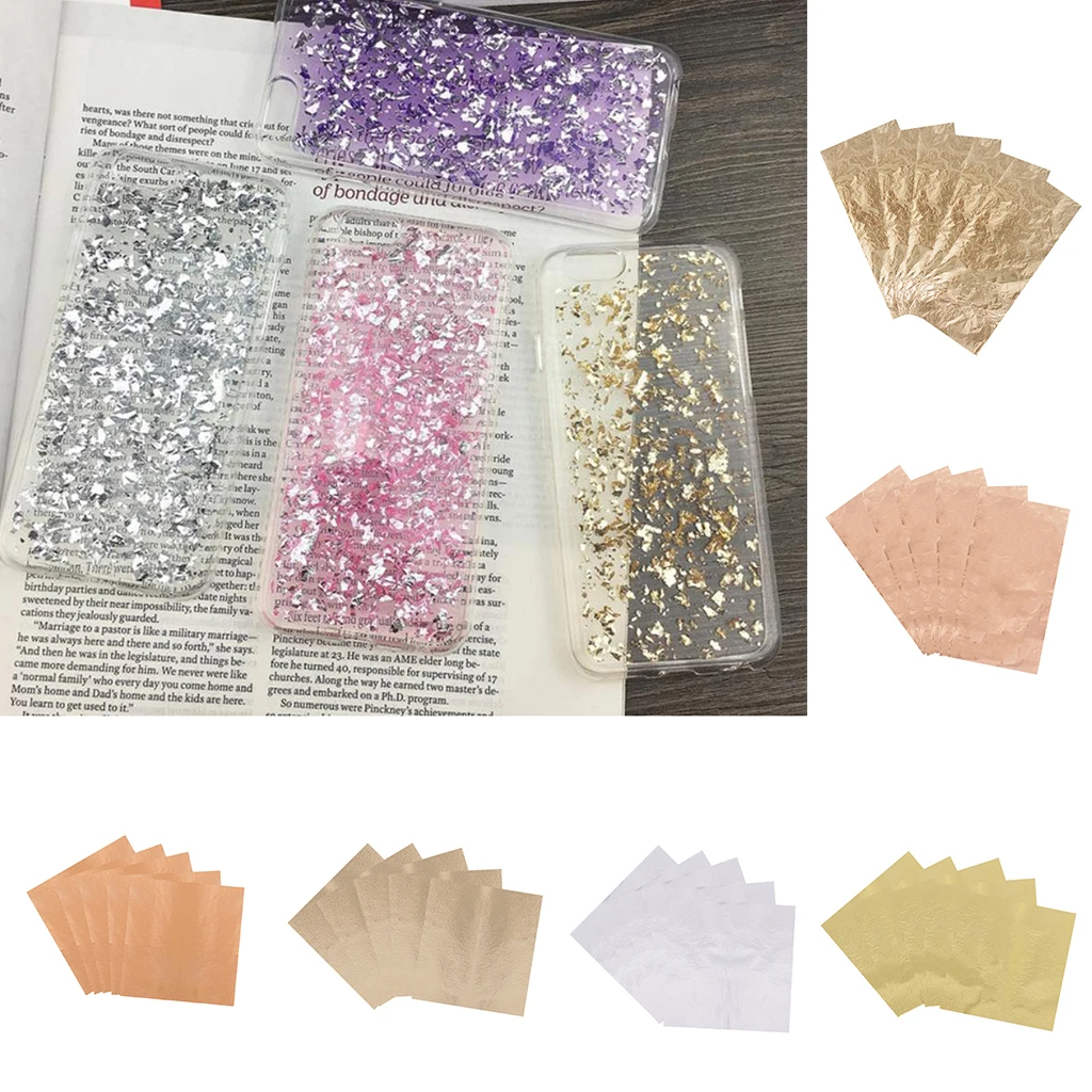 5Pcs Silver Gold Leaf Gilding Foil Paper Sheets for DIY Art Craft Gilding Decoration
