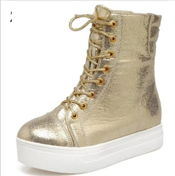 

Chaussure Femme High Heels WEdges Winter Shoes Woman Platform Ladies Ankle Boots For Women Pumps Lace Up Sapato Feminino G61186