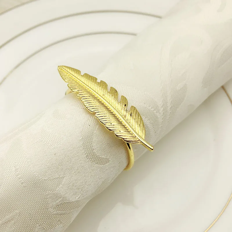 

10PCS metal napkin ring alloy napkin ring leaf napkin buckle gold / silver