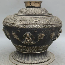 USPS в США S2195 1" Тибет Буддизм Бронза Серебро 8 Благоприятный Символ Будда Шакьямуни Чаша