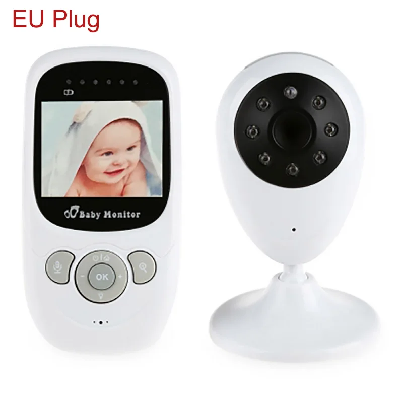 SP880 2,4G беспроводной детский видеомонитор с ночным видением двухполосный Talk 2,4 дюймов ЖК-дисплей детский мониторинг температуры сна - Цвет: EU Plug