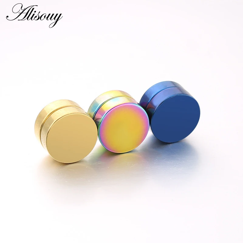 Alisouy 2 pièces Punk hommes aimant puissant ensemble de clous d'oreilles magnétiques Non Piercing boucles d'oreilles faux boucles d'oreilles cadeau pour petit ami amoureux bijoux