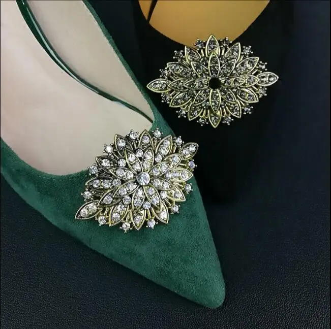 1 пара/лот) Модные Ретро съемные европейские и американские богини кристалл алмаз цветок DIY обувь аксессуары