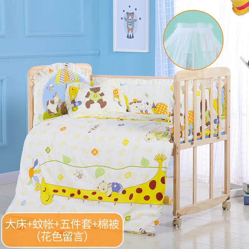 Многофункциональная Экологичная кроватка для новорожденных из цельного дерева, детская кровать может быть соединена без краски, колыбель, кровать, детский стол - Цвет: 92