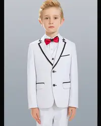 Индивидуальный заказ для мальчиков смокинг с лацканами с тупым углом, Детский комплект белый/черный малыш Свадьба/костюмы для выпускного