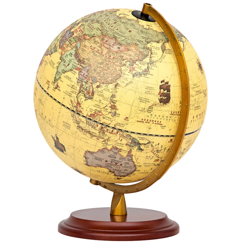 

HD 25cm Chinese and English Antique Globe figurines student teaching globes office Living room Study Retro decorative decoration