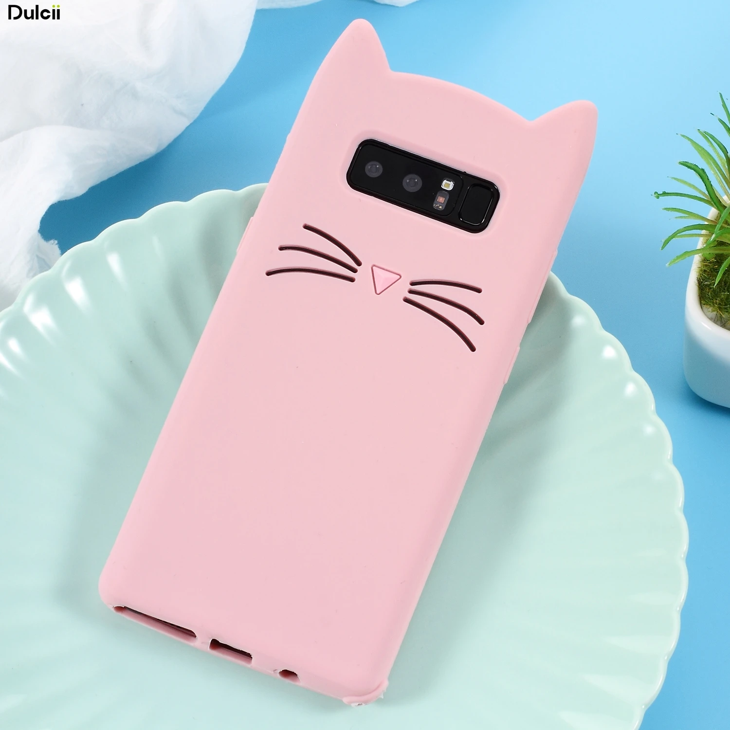 Dulcii принципиально Coque для samsung Galaxy Note 8 симпатичный чехол 3D усы кошка силиконовый