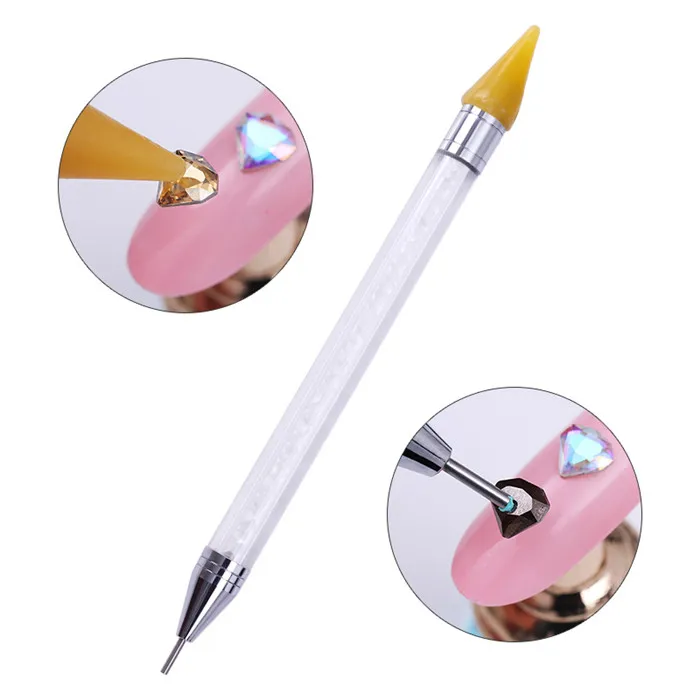 NICOLE DIARY двухконцевая расчесочная Ручка инструмент для дизайна ногтей гвоздики со стразами восковой карандаш кристальная ручка для бисера