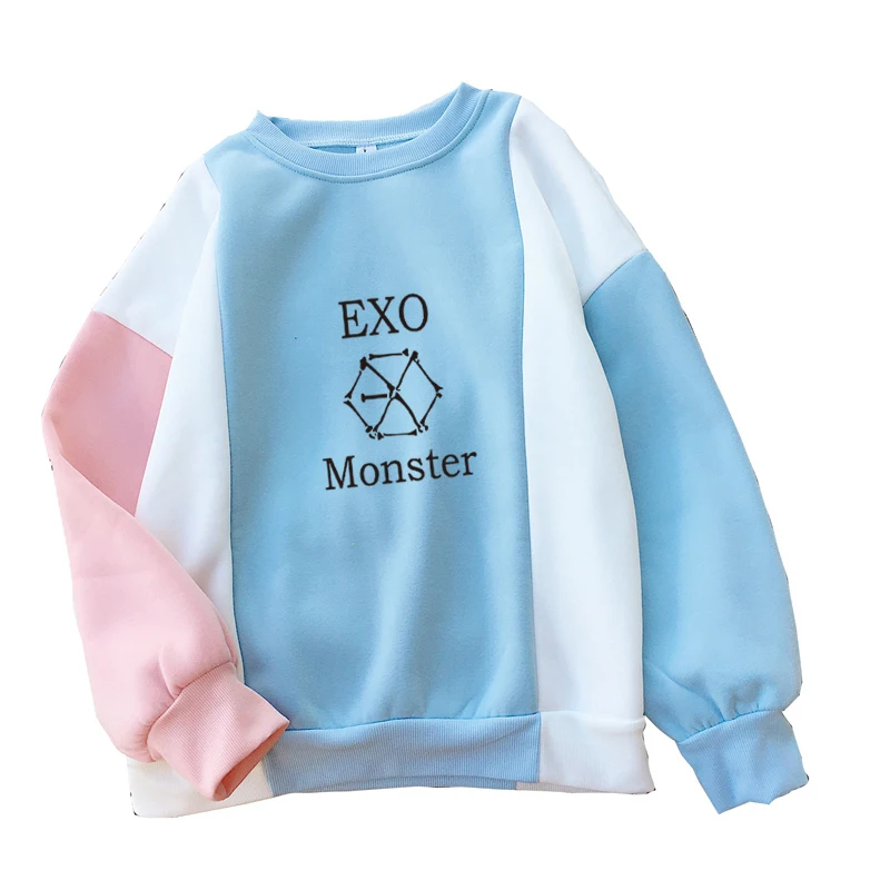 Женские толстовки стикеры K POP одежда kar sehun xiumin baekhyun terra свитшот лоскутное шитье