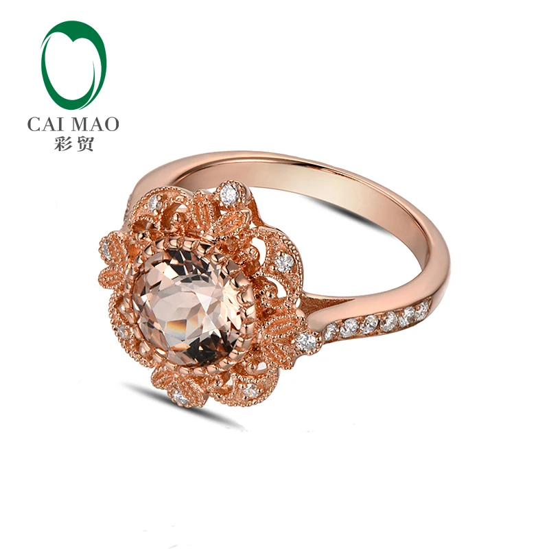 CaiMao 18KT/750 розовое золото 1,42 ct натуральный морганит & 0,15 ct полный разрез алмаз обручальное Драгоценное кольцо ювелирные изделия