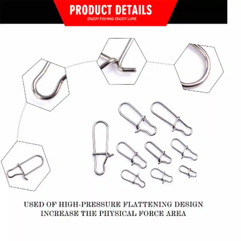 100 шт./лот, рыболовные снасти из нержавеющей стали 0#-8#, рыболовные снасти, Вертлюг, безопасный карабин, аксессуары для приманки, соединитель, защелка