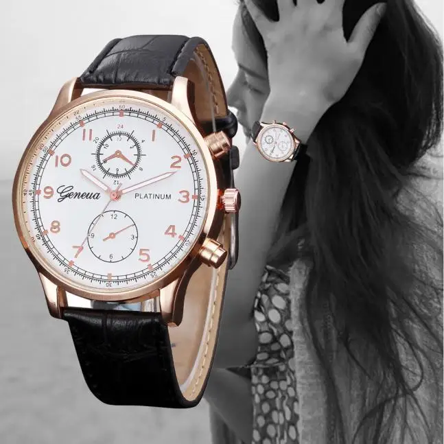 

Splendid Woman Mens Retro Design Leather Band Analog Alloy Quartz Wrist Watch Female Clock