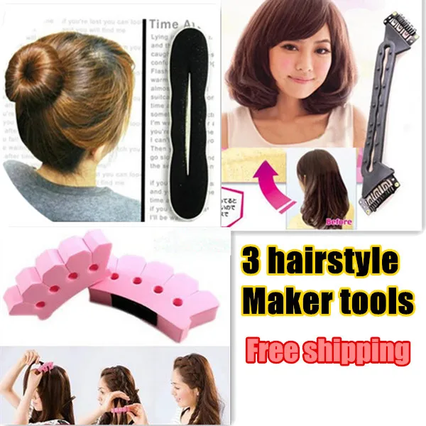 3sets hair braid kit styling tools for bun braid bob maker hairstyle