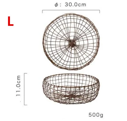 Скандинавском стиле железная корзина для фруктов Ретро закуски конфеты поднос декоративная ваза для фруктов кухонный стол обеденный Декор инструмент - Цвет: L