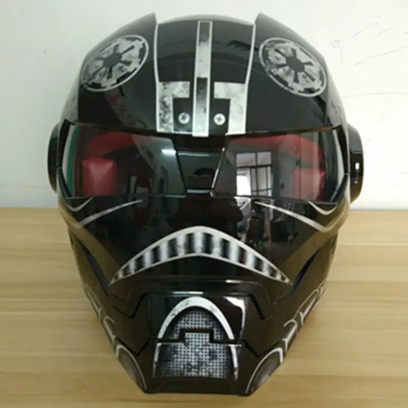 Masei яркий черный Звездные войны Мужские Женские IRONMAN железный человек шлем мотоциклетный шлем половина шлем с открытым лицом шлем мотокросс
