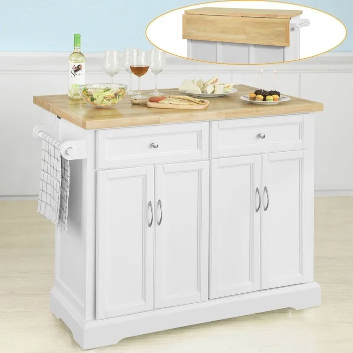

SoBuy® FKW71-WN Extendable Kitchen Island Storage Trolley Kitchen Cabinet Cupboard Sideboard