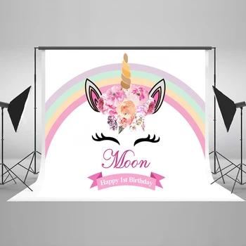 

VinylBDS Unicorn Birthday Photography Backdrop Twinkle Twinkle Little Star Pink Backgrounds For Photo Studio Princess Backdrop
