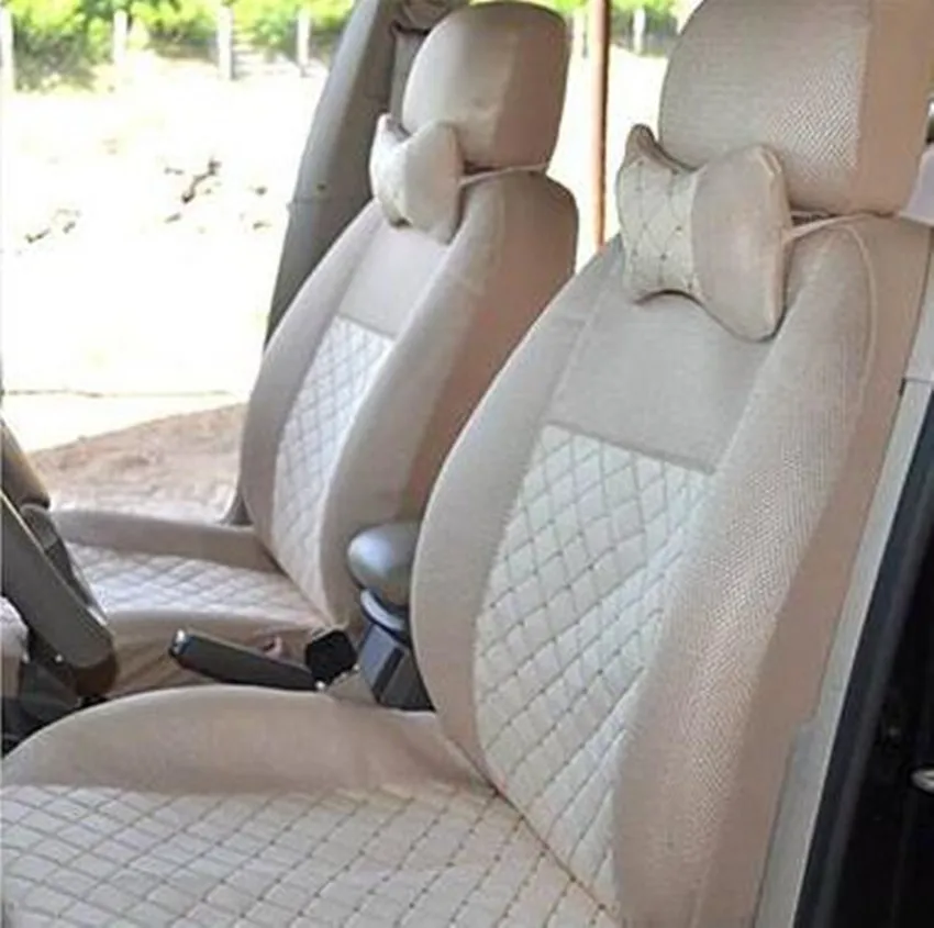 Car Seat Belt Covers Leather Universal Shoulder Pad Custom Beige Embroidery Jeep