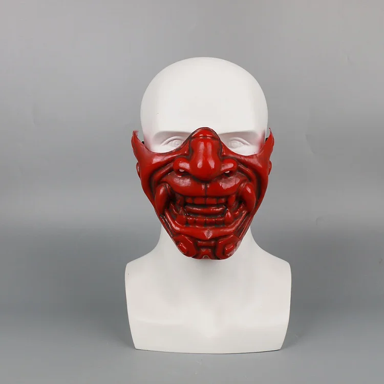 Half Cover Knight Warrior Samurai Mask Airsoft Mask Halloween Cosplay Costume Wall Mask Hannya Kabuki Evil Demon Onimaru Mask (9)