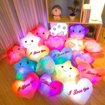

Luminous Glowing pillow Christmas Soft Toys Led Light Pillow plush Cushion Hot Colorful Stars kids Toys Valentines Birthday Gift