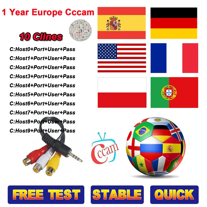 

cccam cline for 1 year spain cccam espana Europe Germany US France Poland Portugal UK India 10 lines for gtmedia v8 nova freesat