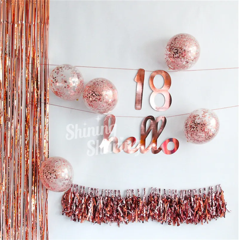Rose Gold Birthday Party Tableware Plate Straw Wedding Party Ballon Tassel decoration Baby Shower Bachelor Party supplies (3)