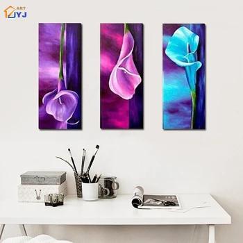 

3 Panels Textured Rose Picture Hand painted Modern Abstract Oil Painting on Canvas Wall Art Gift Home Decor No Framed JYJZ001