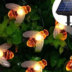 Хит продаж 20/30 светодиодный солнечный Мёд пчелы Фея огни строки открытый сад Свадебная вечеринка DIY сверкающие принадлежности для