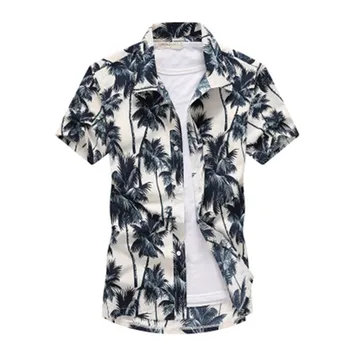 

Men Dress Shirt Devil Hawaiian Overhemd Summer BeachShort Sleeve Slim Fit Floral Turn Down Collar Single Breasted Printed Casual