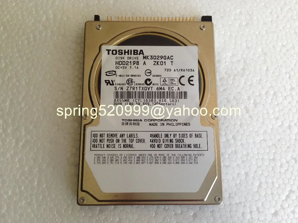 

TOS-HIBA DISK DRIVE MK3029GAC hard disk 30GB HDD2198 DC+5V 1.1A 8455MB for Chrysler HDD alpine car navigaiton audio systems