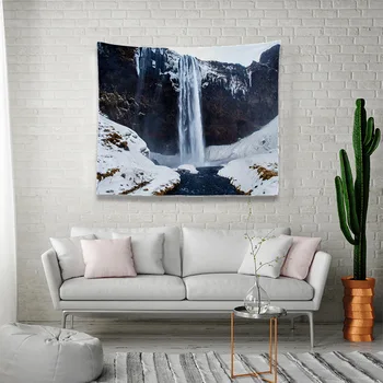 

Space Panorama Tapestry Winter Wall Hanging Stars Waterfall Home Decoration Accessories Mountains Forest Blanket 150Cm Polyester