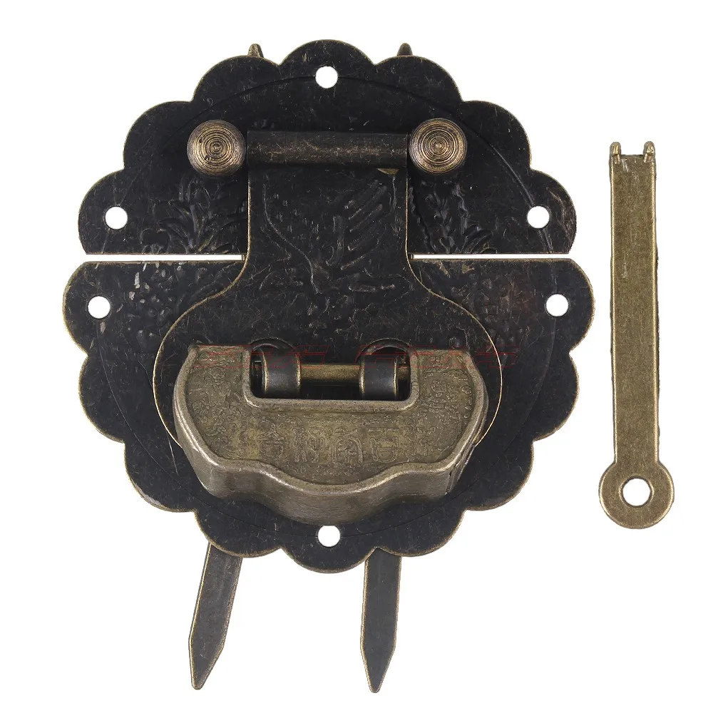 1Set 6*6mm Retro Round Buckle + Vintage Chinese Printing Locks for Wood