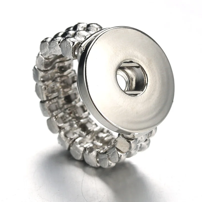 

New Elasticity Snap Button Ring Jewelry Simple Style 18mm Snap Button Fashion Alloy Rings for Women 2300