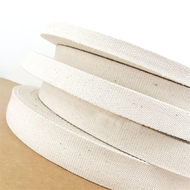 

New 15mm/20mm/25mm/30mm/38mm 10 meter Beige Canvas Ribbon Belt bag webbing/label ribbon/Bias binding tape Diy craft projects