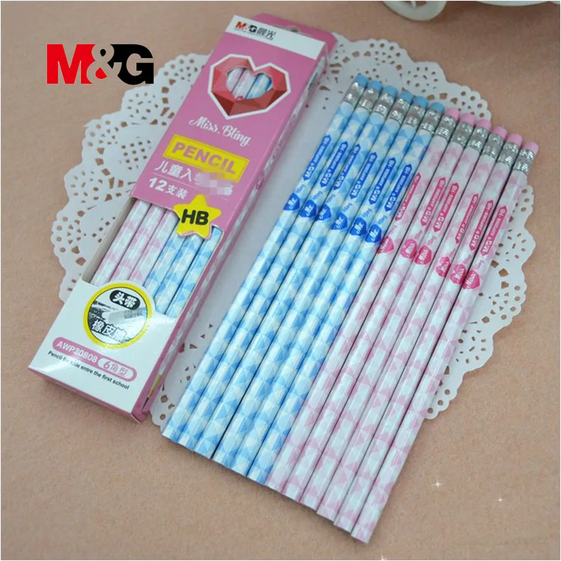 

M&G Hot sell Eco-friendly Wood Pencil simple HB 12 pcs Non-toxic Standard Pencils Cute Stationery Office School Supplies pencils