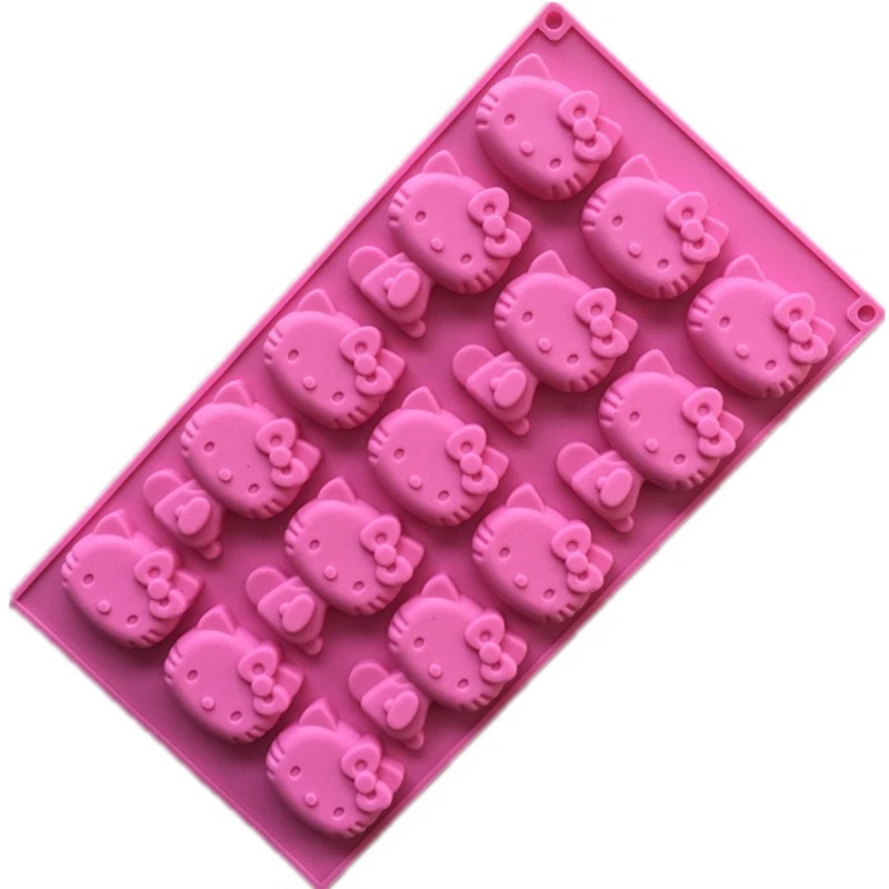 

Silicone Molds Crafts Cake Shape christmas Decoration 15PC Cartoon Cat Bow Head Silicone soap Ice Chocolate Mold DIY Baking Tool