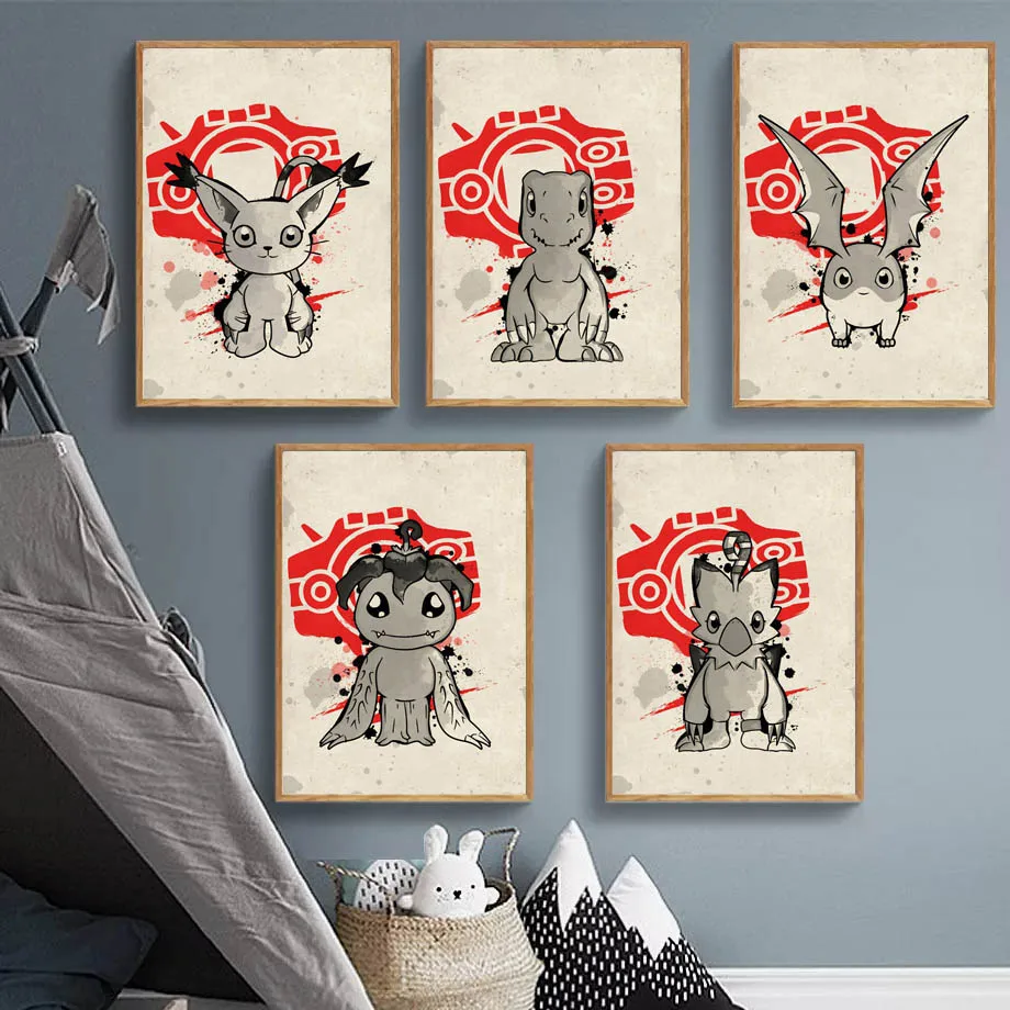 

Digimon Agumon Patamon Tailmon Anime Posters And Prints Wall Art Canvas Painting Minimalism Wall Pictures Baby Kids Room Decor