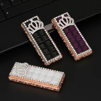 

10pcs/lot USB Rechargeable Electronic Cigarette Lighter Ladies Luxury Replica Diamond Windproof Lighter Creative Gifts