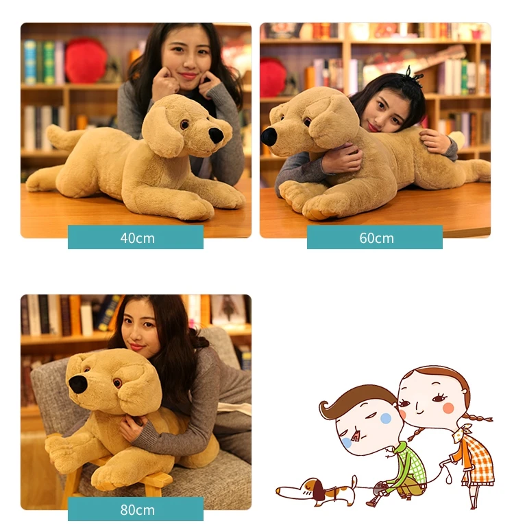 Dorimytrader Pop Simulation Animal Labrador Plush Toy Giant Stuffed Cartoon Golden Retriever Dog Doll Pillow for Baby Birthday Gift 31inch 80cm DY50448 (3)