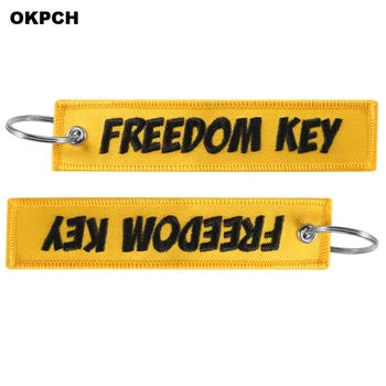 

Yellow Freedom Key Launch Patch with Ring for Motorcycles and Cars Embroidery Key Fobs PK-0094