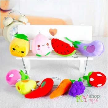

Fruits and vegetables Korea cute plush mobile phone pendant key pendant wedding gift brinquedos baby toys gift kawaii plush toys