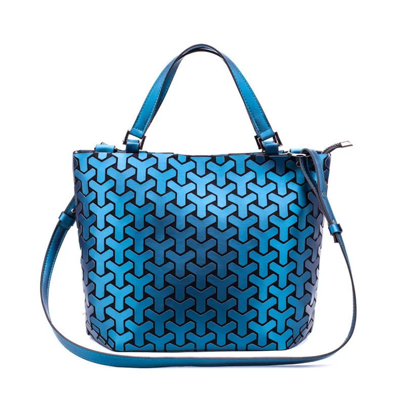 Модные женские сумки через плечо сумка-мешок геометрические блестки зеркальные лазерные простые складные сумки светящиеся сумки PU Повседневная Сумка-тоут - Цвет: Malachite green