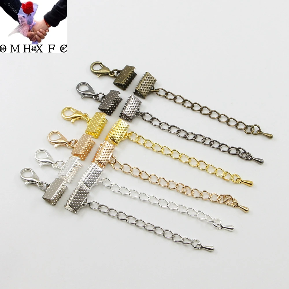 10pcs/lot Ribbon Leather Cord End Fastener Clasps Chains Lobster Connectors Bracelet Diy Jewelry Making Findings AC10 | Украшения и