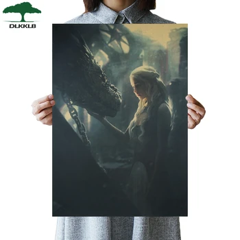 

DLKKLB Game of Thrones Poster Vintage Kraft Paper Classic TV Series Poster Bar Cafe Decorative Painting Wall Sticker 50.5X35cm