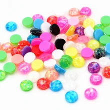 6 мм 40 шт./лот, новые модные разноцветные встроенные кабошоны из металлической фольги с плоской задней поверхностью, камея V7-01