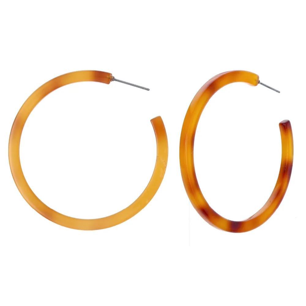 

Dayoff Europe Korea Acetic Acid Resin Hoop Earrings Women Jewelry Big Round Africa Huge Eardrop Korea Open Hoop Earrings E544