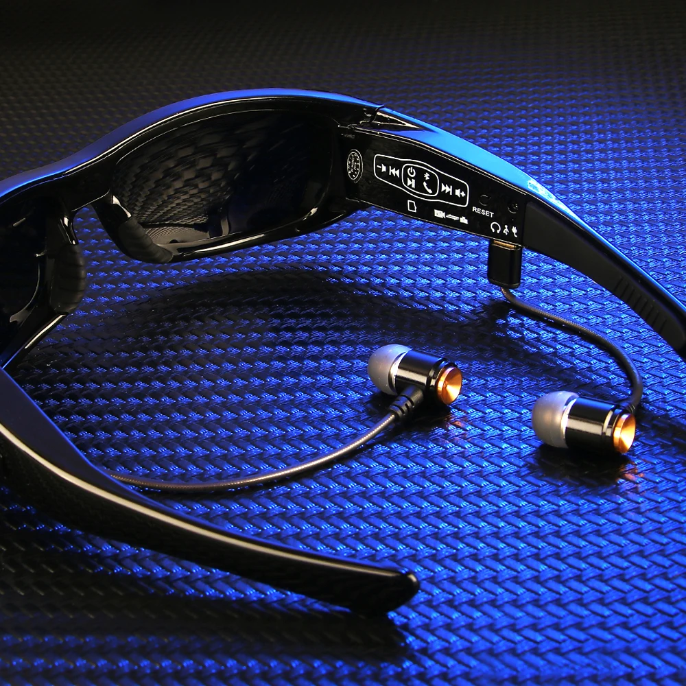 

Wearable Sunglasses HD 1080P Mini Camera with Bluetooth Earphones Music Player Video Recorder DV Camcorder for Outdoor Cycling