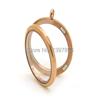 

wholesale Newest 30mm stainless steel plain rose gold Magnetic Glass Floating Lockets pendant 10 pcs /lot